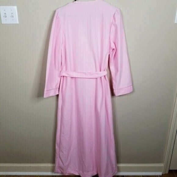 Vintage Wolverine Housecoat Robe Size Medium Pink Satin Collar Made USA 80s 90s - Picture 5 of 8